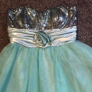 Light teal/aqua/blue homecoming dress